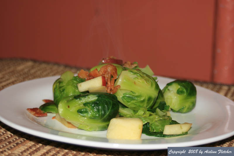 Brussels Sprouts sauteed with Bacon and Apples